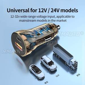 Cargador de Coche Transparente con Doble USB de 12V-24V, 30W PD + QC4.0, Carga Súper Rápida para Apple, Huawei, Xiaomi, Oppo, Vivo - Product Image 3