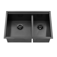 Évier de cuisine Nano Black Under Mount à double cuvette en acier inoxydable pour armoire de cuisine