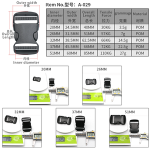 कस्टम लोगो ड्यूटी दोहरी समायोज्य बद्धी नायलॉन बेल्ट काले ताला बैग का पट्टा बैग प्लास्टिक buckles के साथ त्वरित पक्ष रिलीज बकसुआ - Product Image 2