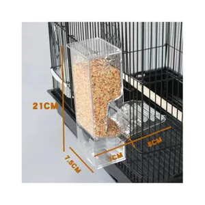 Acrylic Pet Accessories Transparent Parrot Food Box Hanging Acrylic Bird Feeder Cage For Food Feeder Firm