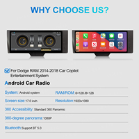 Navihua Nuevo Reproductor Multimedia de 17 Pulgadas, Radio para Auto, Carplay, Unidad Principal, Pantalla de Entretenimiento para Copiloto, para Dodge RAM 2013-2018