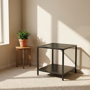 <span class=keywords><strong>Table</strong></span> à plateau <span class=keywords><strong>en</strong></span> <span class=keywords><strong>verre</strong></span> ZIRI avec bords <span class=keywords><strong>en</strong></span> bois et <span class=keywords><strong>en</strong></span> métal, <span class=keywords><strong>table</strong></span> basse vintage-moderne, utilisée pour le rangement dans le salon - Product Image 2