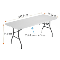 Table pliante rectangulaire en plastique HDPE de haute qualité, légère et robuste, de 8 pieds pour événements intérieurs et extérieurs