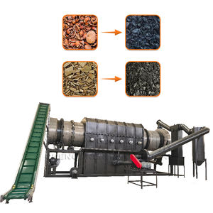 Machine à fabriquer du charbon de bois en briquettes de coque de noix de coco, sciure de bois, balle de riz, charbon actif, four de carbonisation continue, moteur - Product Image 1