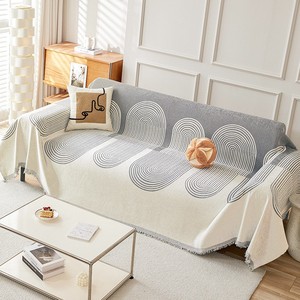 Funda de chenilla lavable de gama alta antiarañazos para gatos para todas las estaciones, blanca, nórdica moderna, diseño geométrico para funda de sofá - Product Image 5