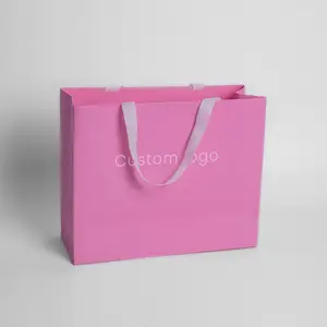 Sacolas de papel para presente de compras coloridas, sacolas para roupas de varejo, sacolas para envio de roupas, impressão de logotipo personalizado da moda para compras online