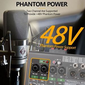 มิกเซอร์ 4 แชนแนล พร้อมเอฟเฟค DSP 16 แบบ มีระบบ Phantom Power 48V แถมไมโครโฟนไร้สาย 2 ช่อง สำหรับคาราโอเกะ ดีเจ - Product Image 5