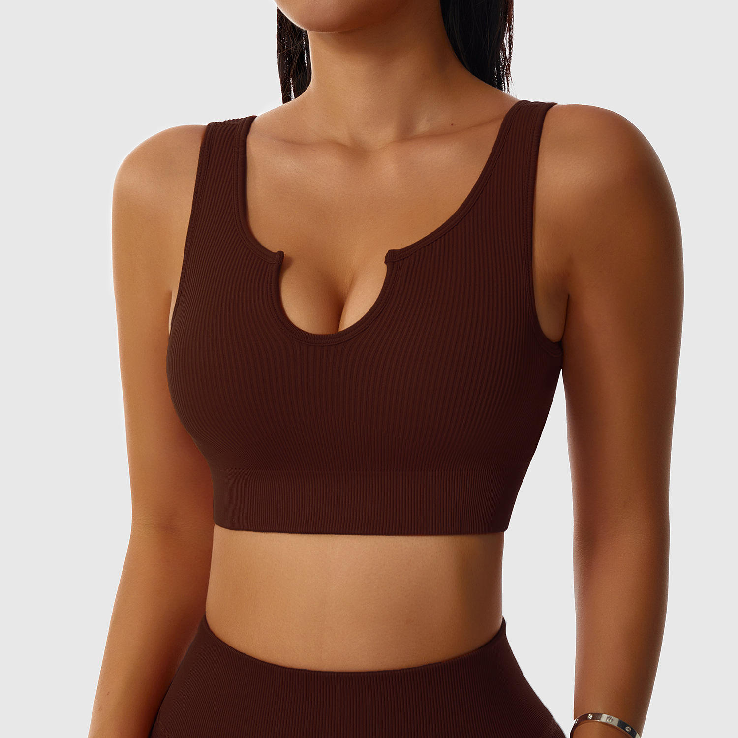 Short soutien-gorge V bordeaux