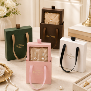 Elegant Portable Jewelry <b>Box</b> with Ribbon Handle Luxury Gift Packaging for <b>Ring</b> Necklace Earring Storage jewelry gift packaging - Product Image 1