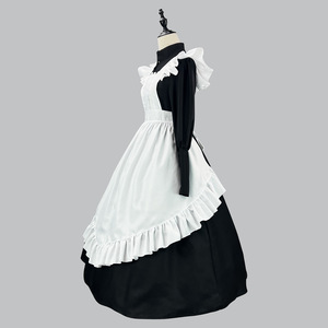 Black And White Maid Costume Lolita Style Long Dress For Cosplay Role Playing Drama Anime Games - Product Image 2