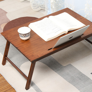 Japanese Style Wooden Foldable Bedside <b>Table</b> Tray For Reading And Work With Tablet Holder - Product Image 2