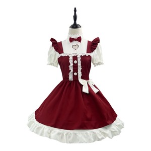 Lolita Maid Outfit Claret Polyester Anime Cosplay Costume For Game Role Playing Winter 2024 - Product Image 5