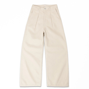 Pantalon plissé en coton <span class=keywords><strong>blanc</strong></span> pour homme, coupe ample, jambe large, légèrement évasée, avec poches plaquées cousues, prélavé et pré-rétréci, style <span class=keywords><strong>jean</strong></span> pour garçon - Product Image 2