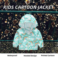 Großhandel Maßgefertigte 100% Polyester Reißverschluss-Jacke für Kleinkinder Jungen Mädchen Vollständig Bedruckte Cartoon-Kapuzenjacke Leichte Kinder-Windjacke