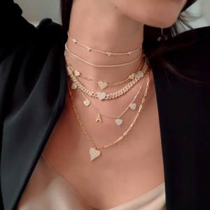 <span class=keywords><strong>Collier</strong></span> <span class=keywords><strong>ras</strong></span> <span class=keywords><strong>du</strong></span> <span class=keywords><strong>cou</strong></span> <span class=keywords><strong>Double</strong></span> <span class=keywords><strong>rang</strong></span>ée CZ 5a, chaîne à maillons cubiques 7mm, pour femmes et filles, bijoux de fête, amour, cœur, brillant, nouvelle collection - Product Image 3