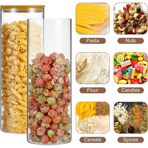Ensemble <span class=keywords><strong>de</strong></span> bocaux <span class=keywords><strong>de</strong></span> conservation alimentaire avec couvercles en bambou hermétiques, contenants ronds transparents pour la cuisine, pour café, <span class=keywords><strong>épices</strong></span>, <span class=keywords><strong>sucre</strong></span>, céréales, organisateur <span class=keywords><strong>de</strong></span> garde-manger - Product Image 3