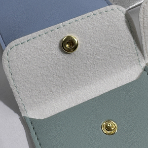 USM Creative <b>Envelope</b> Style Green PU Leather Waterproof 8x8cm Square Button Closure Bracelet Pouch Personal Jewelry Container - Product Image 3