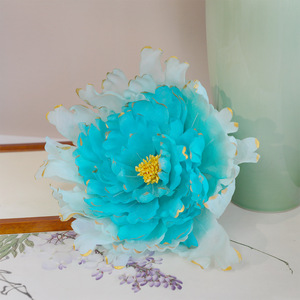 New handmade Tang style 3D extra-<b>large</b> hot stamped peony hair clip, Hanfu headdress, hair <b>ornament</b>, hot stamped flower hair - Product Image 2