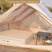 Gonflable Quatre Saisons Double Couche Camping Tente Étanche À La Pluie Épaissie Protection Solaire Moustique Prévention Deux Chambres Salon