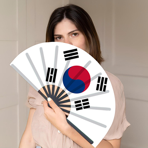 Abanicos Plegables de Bambú con la Bandera de Corea del Sur al por Mayor, Abanico de Mano para Carnaval, Boda, Festival, Fiesta, Agencia de Viajes - Product Image 3