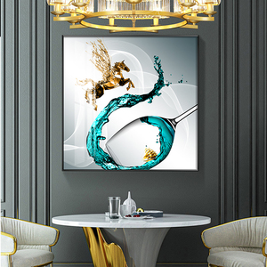 Décoration de restaurant minimaliste moderne, lumière de luxe, mode, verre à vin unique, peinture murale créative, salle à manger, art mural - Product Image 2