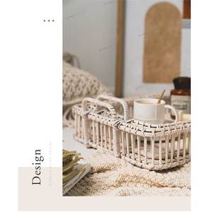 Bandejas ecológicas tejidas hechas <span class=keywords><strong>a</strong></span> mano de diseño 2020, también de ratán, almacenamiento rectangular, para servir té, café, <span class=keywords><strong>ba</strong></span> - Product Image 5