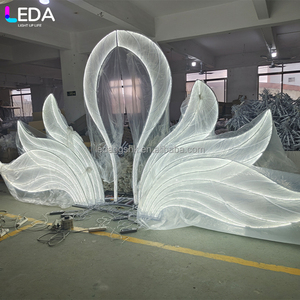 LEDA Party Stage Decoration White Metal Arch Large Wrought <b>Iron</b> LED Backdrop Stand for Wedding - Product Image 3