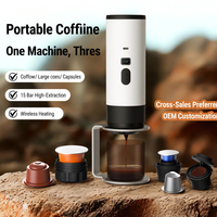 Machine à expresso portable 3 en 1, cafetière à capsules, 15 bars, auto-chauffante, pour le bureau, le camping-car