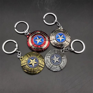 Portachiavi alla Moda in Lega di Zinco Deadpool, <span class=keywords><strong>Marvel</strong></span>'s The Avengers, Portachiavi 3D <span class=keywords><strong>Spider</strong></span>-<span class=keywords><strong>Man</strong></span> in Metallo Rotante, Scudo di Capitan America, Regalo - Product Image 6