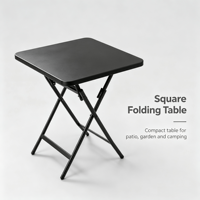 Table d'extérieur moderne pliable et étanche, plateau carré en fer, diamètre 60cm 80cm, fer trempé noir sérigraphié, pour cour