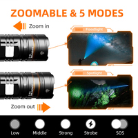 Lampe torche LED tactique rechargeable Superfire V8-S, 1000+ lumens, portée du faisceau de 300 m, mise au point réglable, étanche IP34, en aluminium