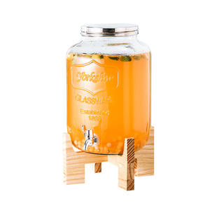 Vendita calda 8L Design classico di vetro distributore di bevande acqua fredda succo di liquido vasetto con ferro e legno Stand per la decorazione per la casa - Product Image 4