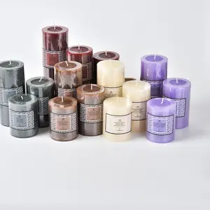 Decorative Classic Colorful Candle Wax Soy Bulk Ivory Pillar Candles Unscented White Candle Pillar