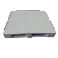 Paleta Europea Gris UGET, Paleta de Plástico Plana de 3 Niveles con Cubierta, Tipo de Una Sola Cara