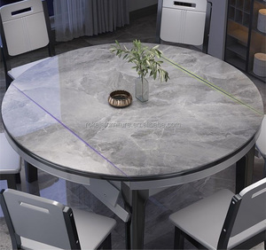 Giá Rẻ Gấp Hình Chữ Nhật 1 + 6 Bàn Ăn Và Ghế Rắn Gỗ Tấm Đá Bàn Ăn Đặt Mở Dài Vòng Bàn Ăn - Product Image 4