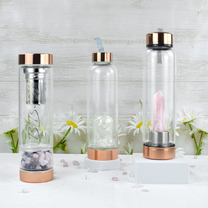 500ml tùy chỉnh in logo Rose Gold thạch anh tím rõ ràng thủy tinh thạch anh chai nước với trà Infuser và chữa bệnh đá quý - Product Image 3