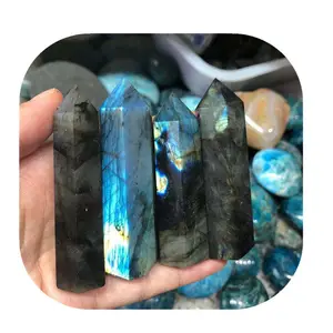 New arrivals Premium crystals healing stones tower natural blue flash labradorite point wand for sale