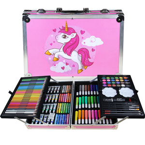 Estuche Portátil de Aluminio Unicorn, Kit de Arte de 2 Niveles, Suministros de Dibujo, Juego de 145 Piezas de Materiales de Arte para Niños - Product Image 1