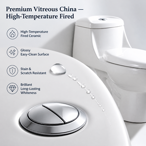 Inodoro de Cerámica Moderno Blanco Económico de Una Pieza con Doble Descarga y Sifón en S, Asiento de Inodoro de Cierre Suave para Baño y Hotel, Automático - Product Image 5