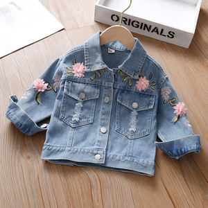 High Quality Baby <strong>Girls</strong> Autumn Denim Vintage Jeans <strong>Coat</strong> for <strong>Girl</strong> <strong>Toddler</strong> <strong>Girls</strong> Jean Jacket Rose Flower Embroidery - Product Image 1