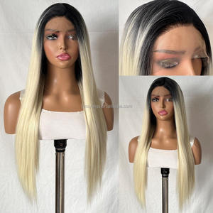 Parrucca con Frontale in Pizzo 13x4 all'Ingrosso, Capelli Lunghi e Lisci Biondi, Pizzo Trasparente Morbido, Fibra Resistente al Calore, Taglia Piccola/Grande - Product Image 2