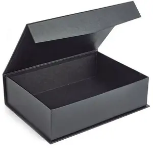 Xiamen Manufacturer Price Custom Logo Rigid Cardboard Foldable Closure Paper Black Magnetic Packaging Gift Box Packaging Items