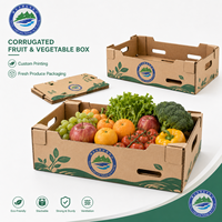 Boîtes d'expédition en carton ondulé orange personnalisées avec doublure en éponge, emballage écologique réutilisable pour fruits et légumes frais