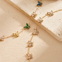 Bracelet papillon en acier inoxydable plaqué or 18 carats avec zircon cubique arc-en-ciel, étanche, bijoux pour femmes