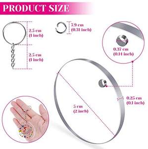 Süblimasyon boşlukları anahtarlık akrilik şeffaf daire boşlukları DIY anahtarlık püsküller seti - Product Image 5