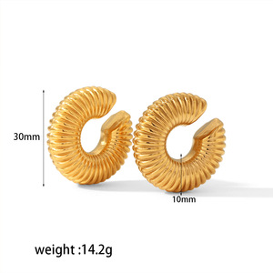 Pendientes de Clip en Forma de C, Acero Inoxidable Chapado en Oro de 18K, Joyería de Moda para Mujer, Regalo, Diseño Geométrico en Forma de U - Product Image 3