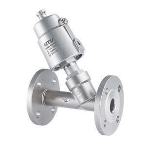 วาล์วควบคุมการไหลแบบมุมฉาก Mingtian Technology DN25 ผลิตจากสแตนเลส 304 พร้อมหน้าแปลน สำหรับควบคุมการไหลของไอน้ำ น้ำ และน้ำมันด้วยระบบลม - Product Image 1