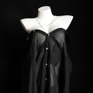 Chemise de nuit sexy en satin à manches longues pour femme, lingerie professionnelle pour jeux de rôle, tissu lisse 8225 - Product Image 3