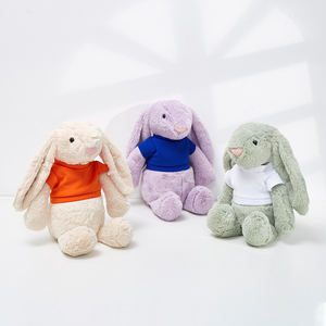 Promosi kualitas tinggi kustom lembut kelinci Plushie Shy Kelinci mewah mainan kelinci Logo kustom dengan kemeja - Product Image 1