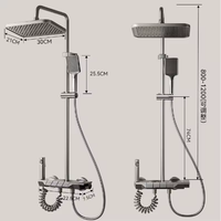 Ensemble de douche moderne 4 poignées en aluminium poli chromé thermostatique avec jet pluie et cartouche céramique pour hôtels